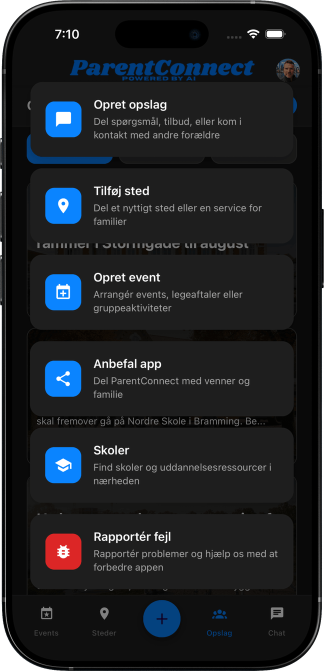 Skærmen Opret event